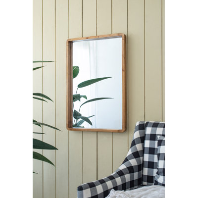 Rectangle Wood Mirror, Farmhouse Wall Decor For Living Room Bedroom Entryway