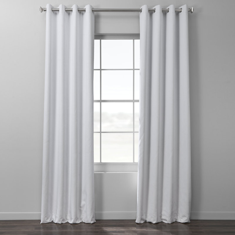 Golsby Grommet Faux Linen Blackout Curtains for Bedroom - Thermal Insulated Window Curtain Single Panel, White
