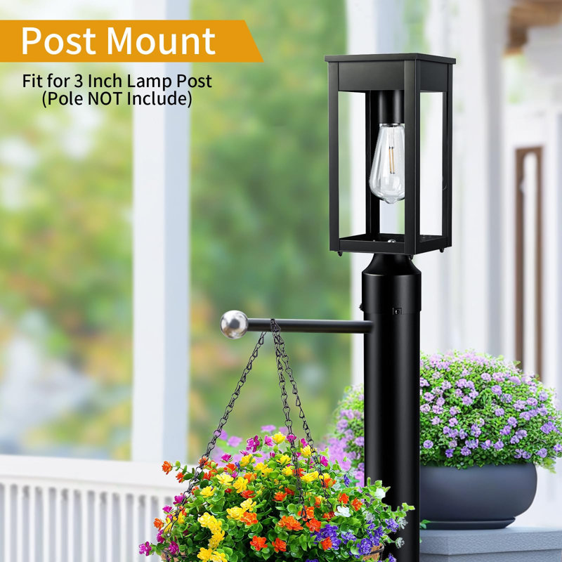 Lampadaire solaire extérieur de 39,4 cm (15,5 pouces), allumage automatique crépusculaire, noir