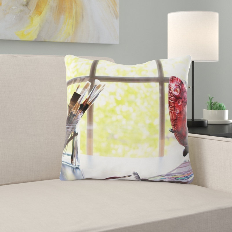 Coussin décoratif paint Blume, Microsuède, Intérieur