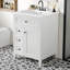 Meuble-lavabo de 24 po avec lavabo en céramique | Design moderne glam avec boutons dorés, rangement à 3 tiroirs à gauche et armoire à droite avec tablettes réglables, compact pour les petites salles de bain-131246838