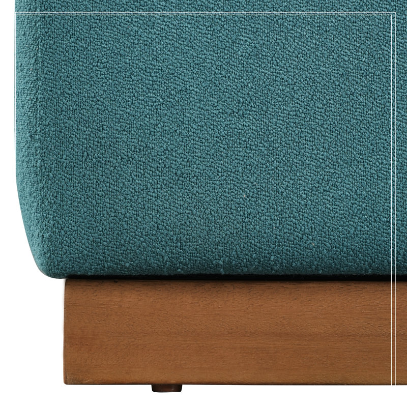 Fauteuil morse simple rembourré avec pieds en bois, Blue