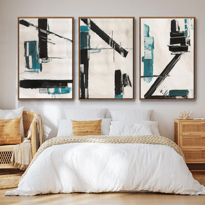 Ensemble de 3 pièces encadrées sur toile "Geometric Notes II"