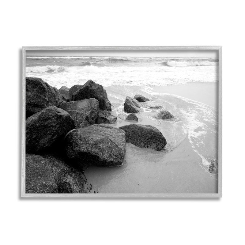 «Incoming Tide Nautical Beach Coast Black White» par Bill Carson, photographie, H 11 po x l 14 po