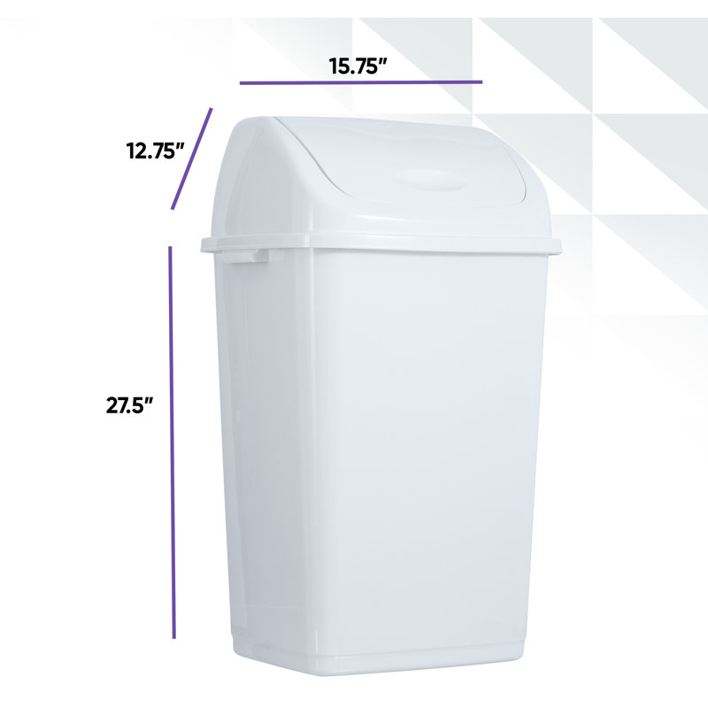 Poubelle à balançoire en plastique 13 gallons, Blanc