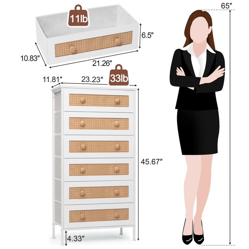 6-drawer Dresser, White, White