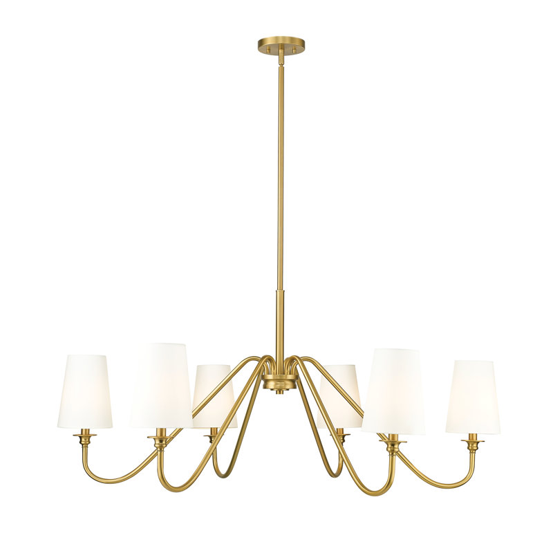 Lustre à intensité variable en acier 6 lumières Sujal, Or, H 20,75 po x l 46,25 po x P 46,25 po
