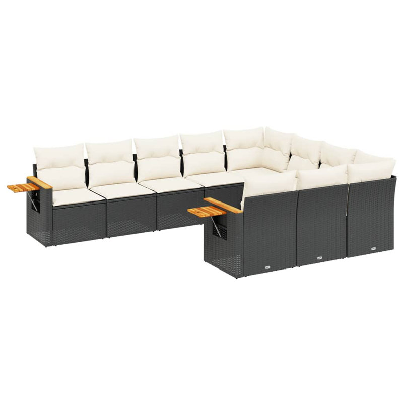 Ensemble de canapé de jardin Vidaxl noir, blanc crème