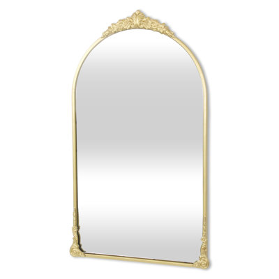 34" Gold Metal Arch Accent Mirror