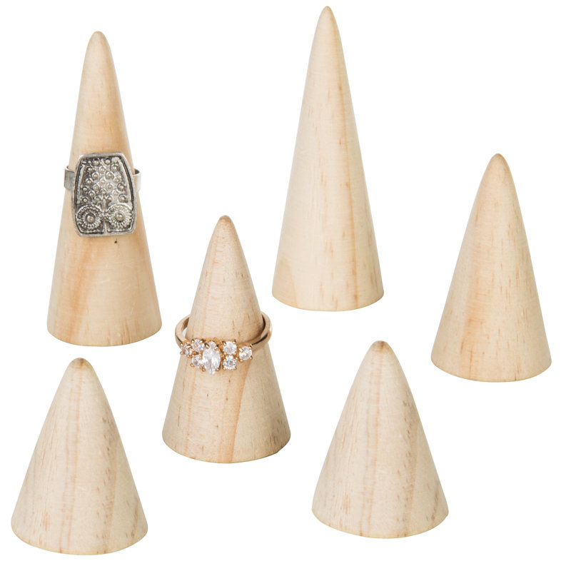 6 Piece Natural Wood Ring Holder Set