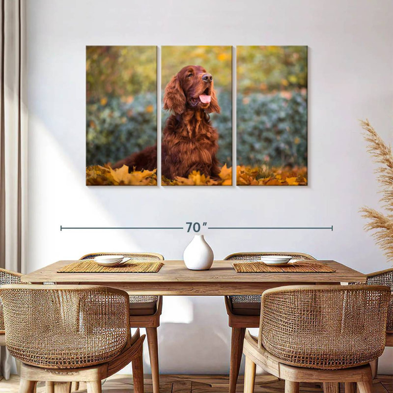 Setter irlandais en automne, H 36 po x l 57 po