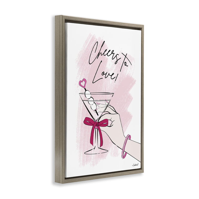 Cadre flottant Cheers To Love Martini, design par Martina Pavlova, Cadre flottant orme Montalcino, H 25 po x l 17 po