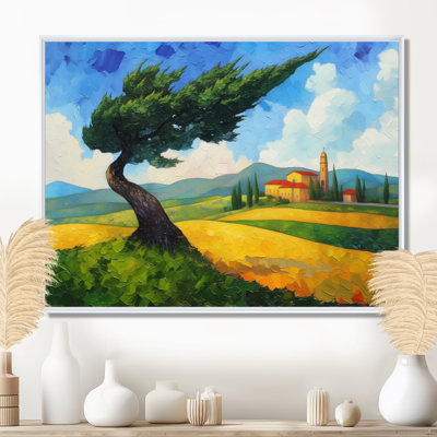 Reproduction d'art mural «The Swaying Cypress Pointimism Reimagined III - Van Gogh»