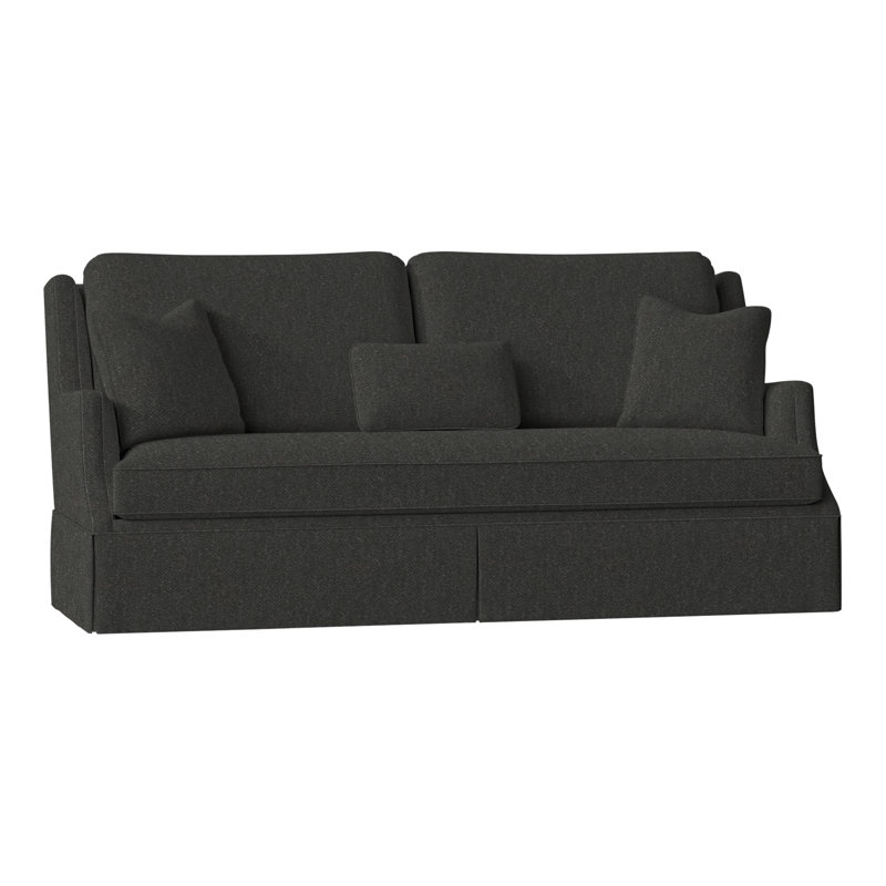 Savannah 87.5" Chenille Round Arm Sofa with Reversible Cushions, Perigold Aspen Flannel Charcoal