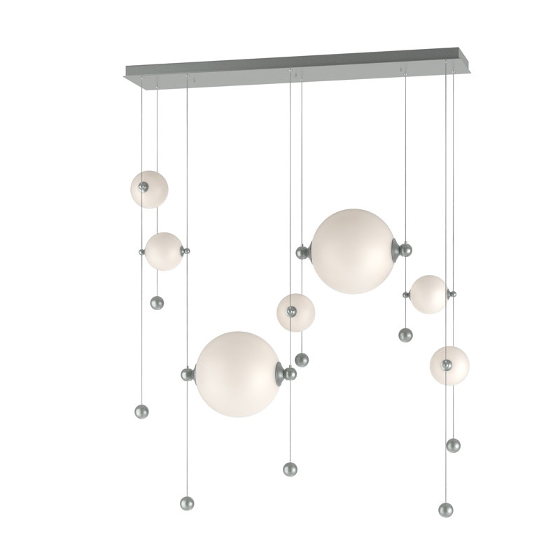 Abacus 7 - Light Cluster Globe LED Pendant, Opal, Vintage Platinum