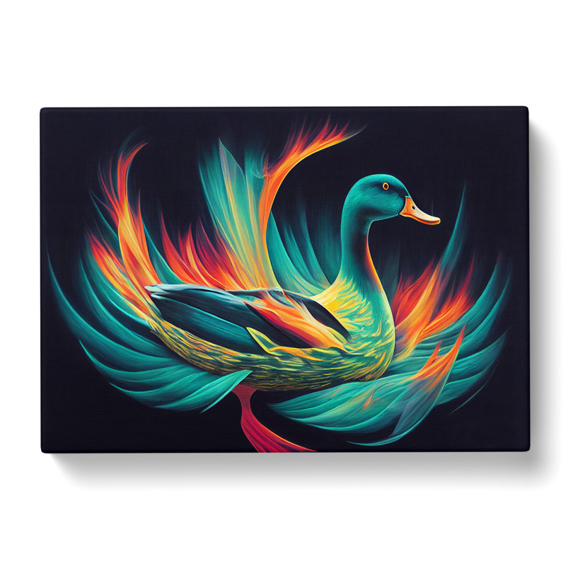 XXX-H1022-WF-3967X Flourishing Duck - Wrapped Canvas Print, 40cm H x 60cm W x 3cm D
