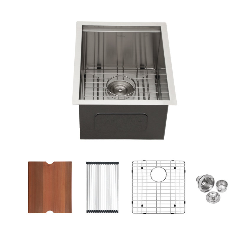 15" Undermount Kitchen Sink - 15*19*10 Inch Kitchen Sink Undermount Single Bowl 16 Gauge Stainless Steel Ledge Workstation Kitchen Sinks