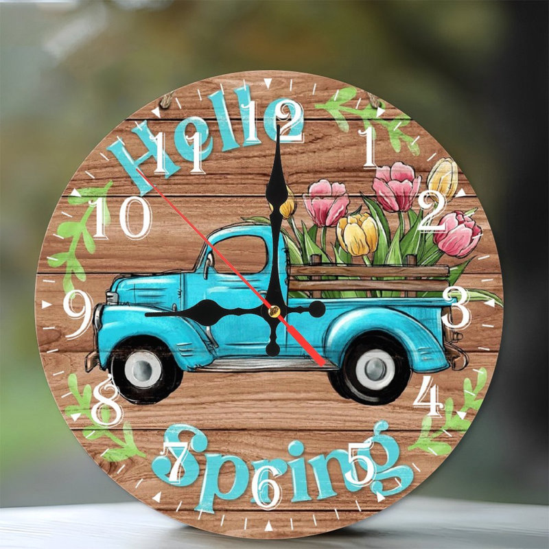 Horloge murale en bois 10 po, mouvement silencieux, à piles (piles AA non incluses), décor artistique, parfait pour les décorations