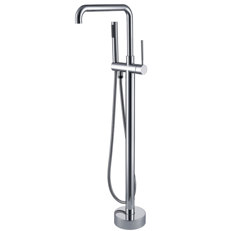 Robinet de baignoire autoportant avec douche à main -. . Fabrication en métal solide pour la longévité. Nettoyage complet du corps entier. Style contemporain et compact. 6,23 po de largeur,