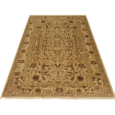 Tapis unique brun clair de 3 pi 7 po x 6 pi par Arshs Fine Rugs