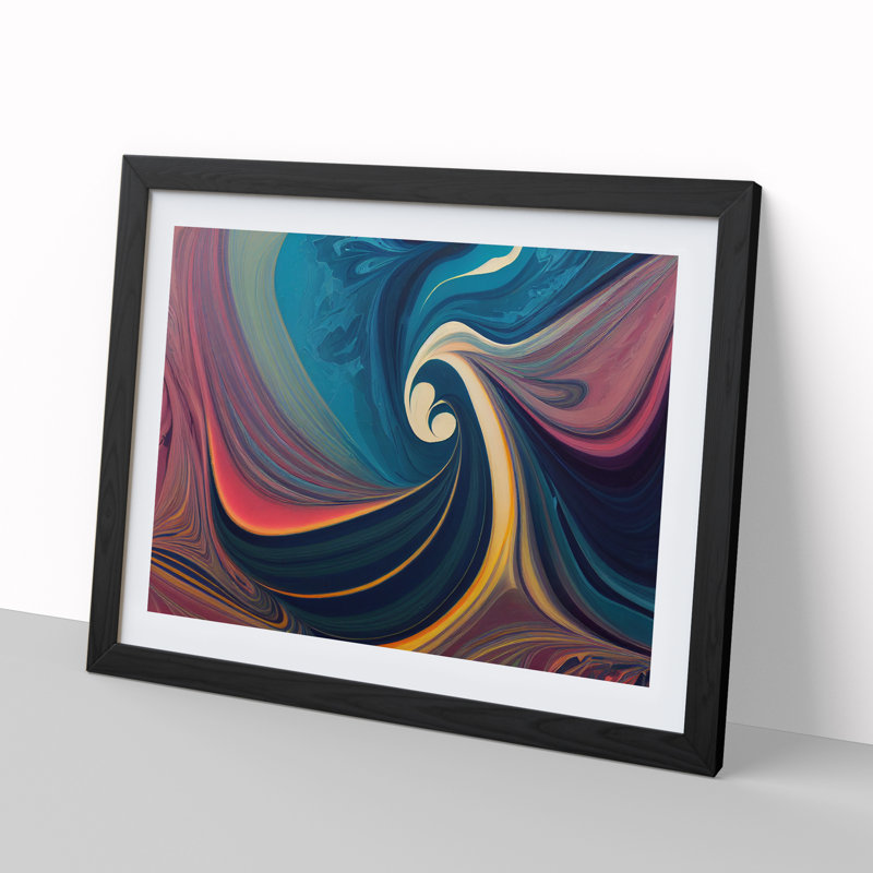 Abstract Marbling Art Vol.2 - Framed Print, Black, 46cm H x 64cm W x 2cm D