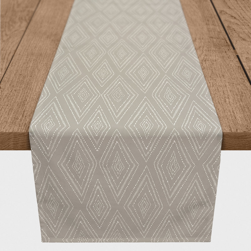 Chemin de table roughhexagon Askerby, 72 po x 16 po, Kaki, Diamon tribal Macclesfield