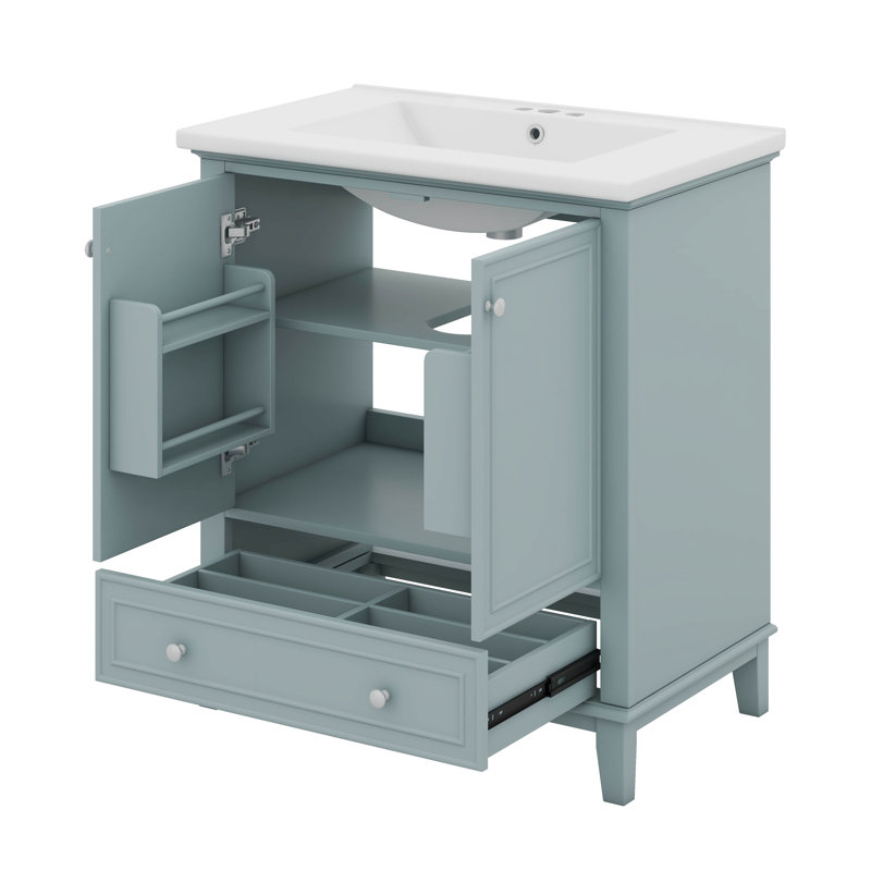 Meuble-lavabo 30 po avec lavabo et tiroir, Vert