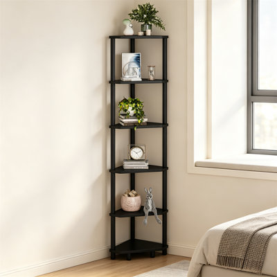 6-Tier Corner Shelf, Narrow Display Stand, Corner Bookshelf
