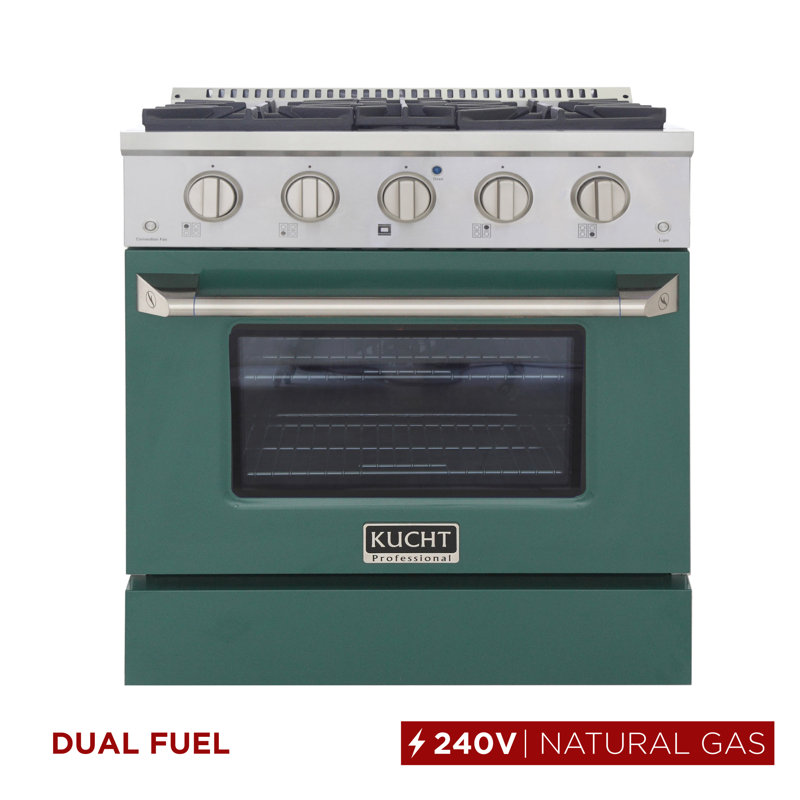 Kucht 30'' W Dual Fuel Free Standing Range, Natural Gas, Green