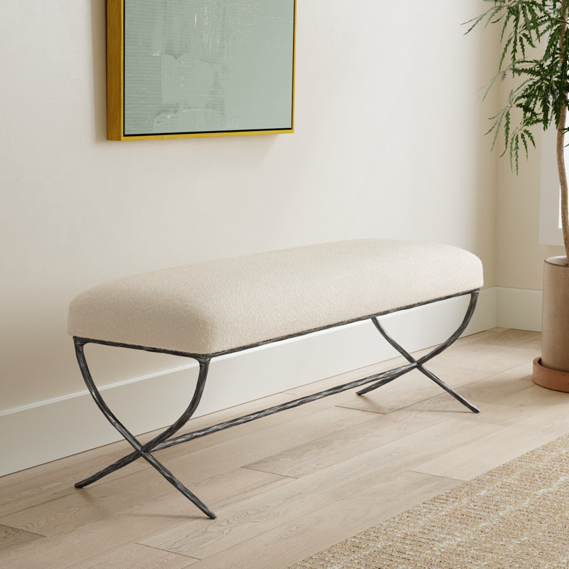 Evelynn Upholstered Bench, Black, Ivory
