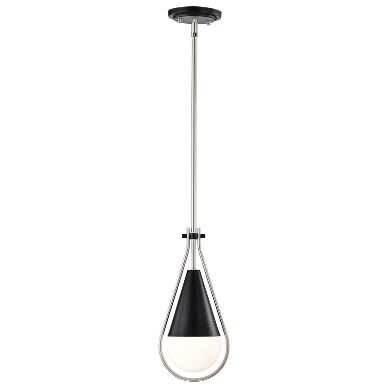 Marnix 1 - Light Teardrop Pendant, 53" H x 6.5" W x 6.5" D, Matte Black/Brushed Nickel