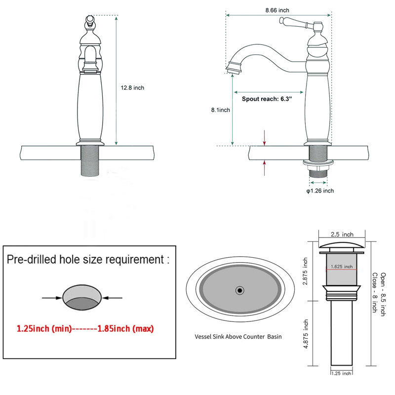 Single-handle Bathroom Faucet with Drain Assembly, Oil Rubbed Bronze