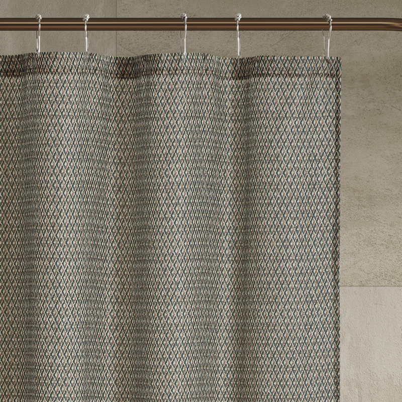Clay Mildew Resistant Geometric Fabric Tub Curtain