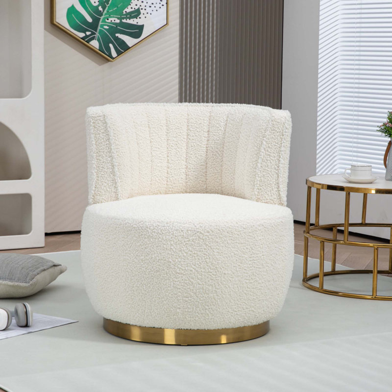 Fauteuil demi-tonneau pivotant de 25,2 po de largeur, Teddy blanc