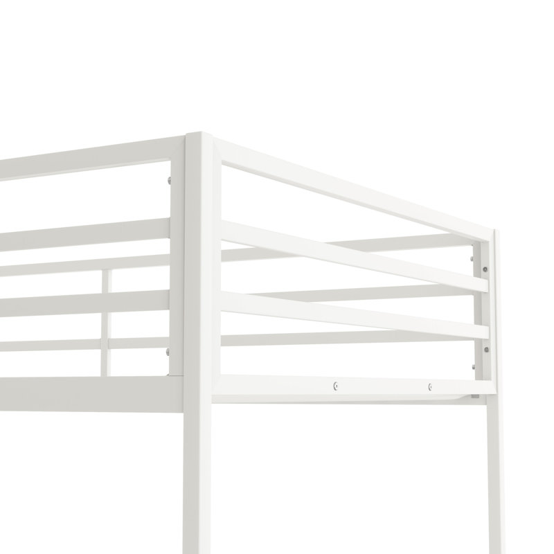 Metal Bunk Bed with Reversible Ladder, White