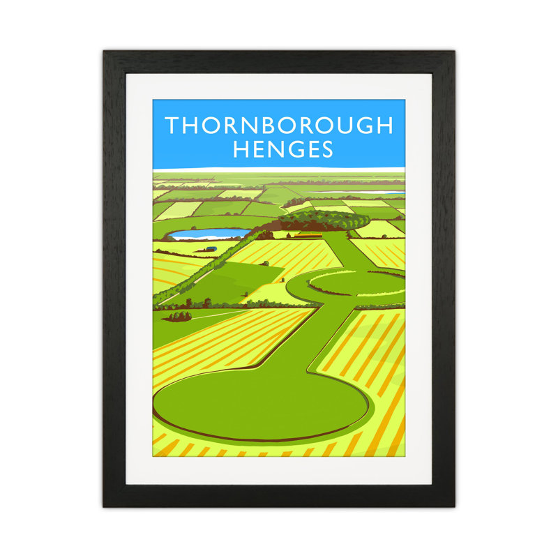 Thornborough Henges Portrait by Richard O'Neill - Print, Black Framed, 43.5cm H x 33.5cm W x 3cm D