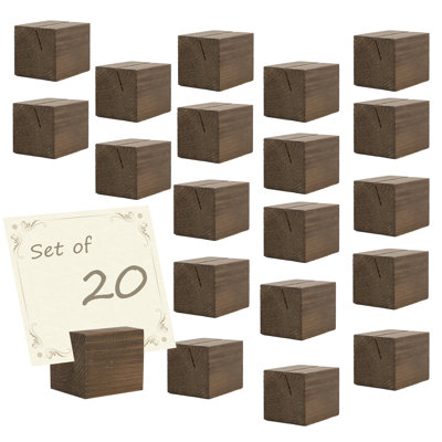 Set of 20 Rustic Wooden Place Card Holders, Table Number Stands for Wedding, Party and Event Table Decor