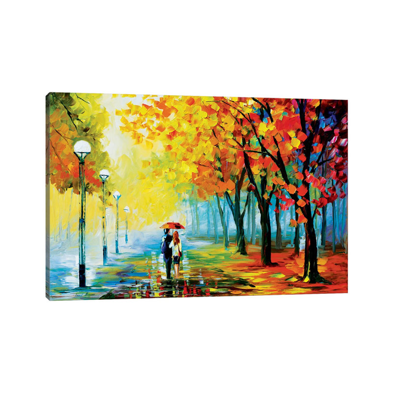 Fall Drizzle by Leonid Afremov - Painting on Canvas, 20.32 cm H x 30.48 cm W, Wrapped Canvas