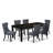 7 Piece Dining Set Includes a Rectangle Kitchen Table with Butterfly Leaf and 6 Polyester Fabric Upholstered Chairs, 42x84 Inch, Black-2022111268-2058985271