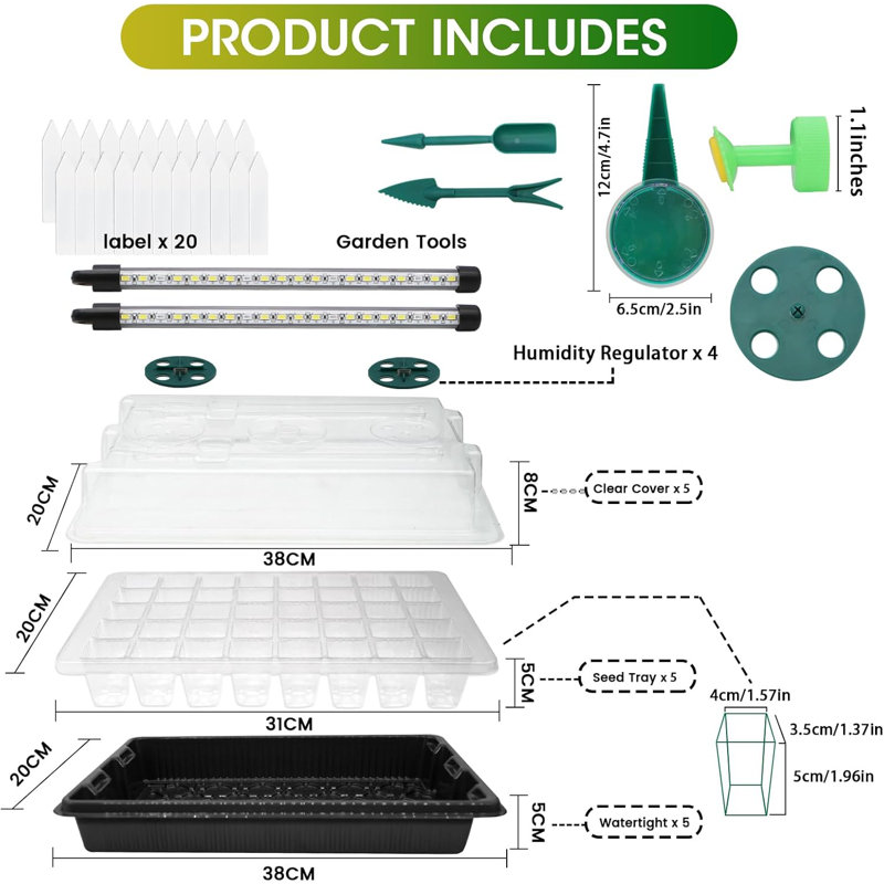80-Cell Seed Starter Tray with 4 Full-Spectrum Grow Lights, Indoor Seedling Propagation Kit with Timer & Adjustable Vents