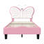 Single Children’S Bed Frame With LED Reading Lighting, Girls Bed Upholstered Platform Bed Frame With Butterfly-Shaped Adjustable Height Headboard, Easy Assembly-548520217-543956620