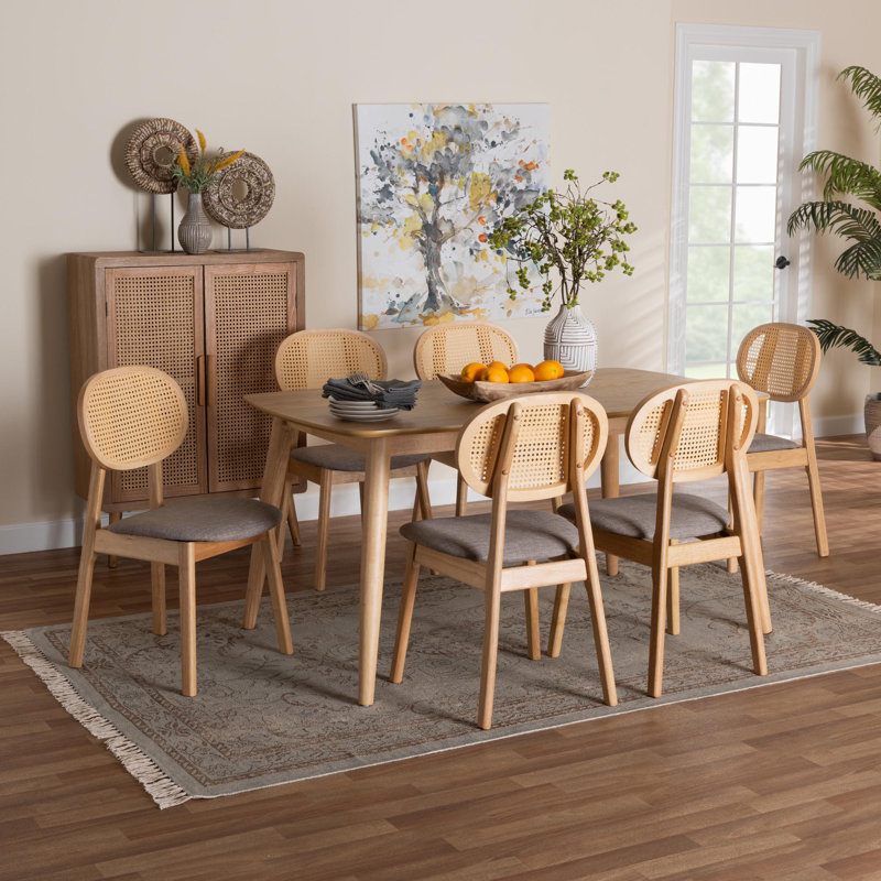 Ensemble repas pour 6 personnes Caslynn, Noyer brun, gris