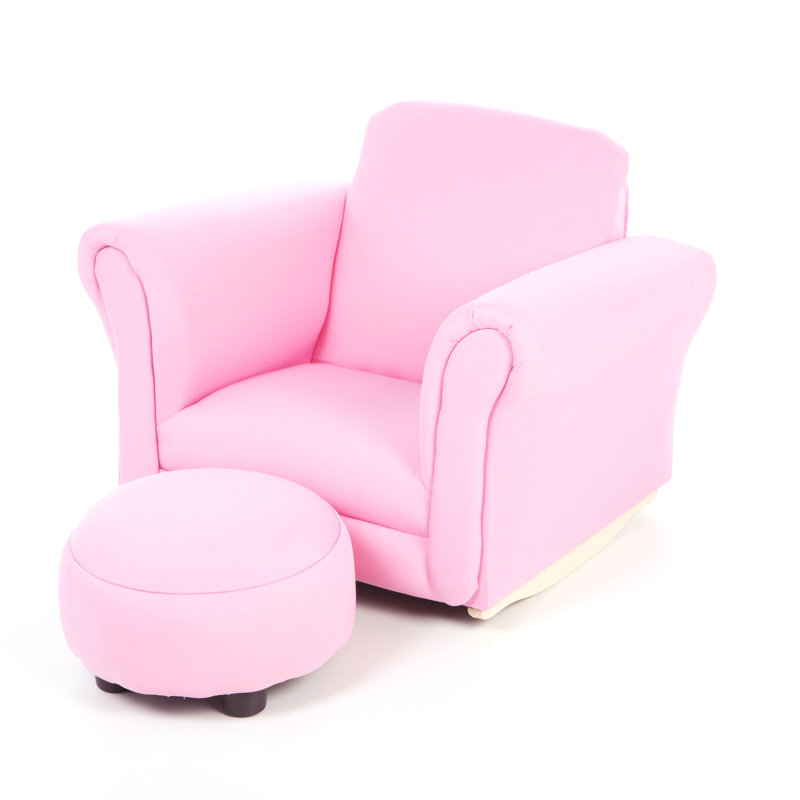 Fauteuil pour enfant avec repose-pieds Ibarra, Rose clair