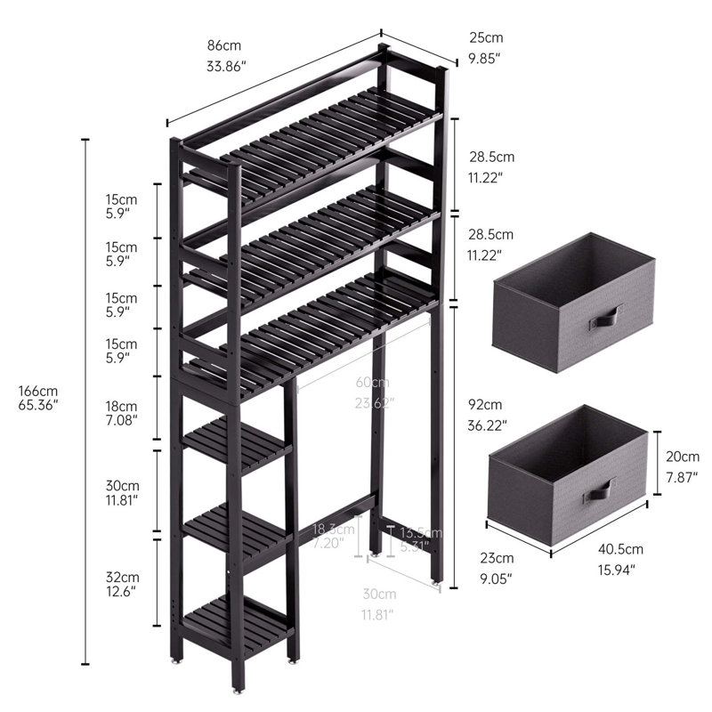 Aadhith Bamboo Over The Toilet Storage, Black