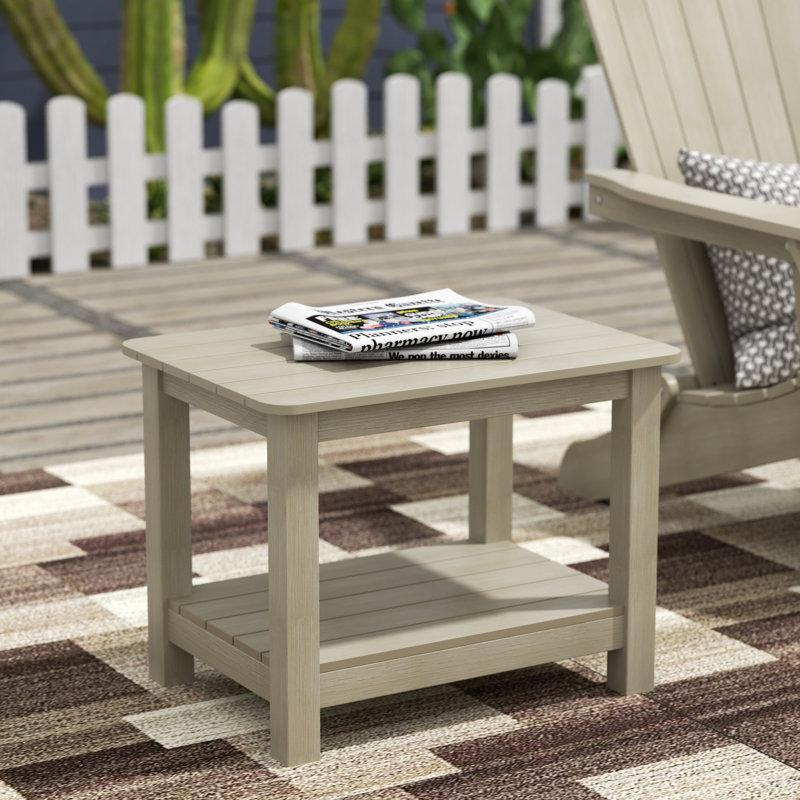 Table d'appoint pour l'extérieur en polyester Arrlo, Taupe