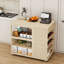 Chariot pour îlot de cuisine 39 po avec support à vin, tiroir de rangement, tablettes réglables, roulettes verrouillables, finition bois naturel 39 po