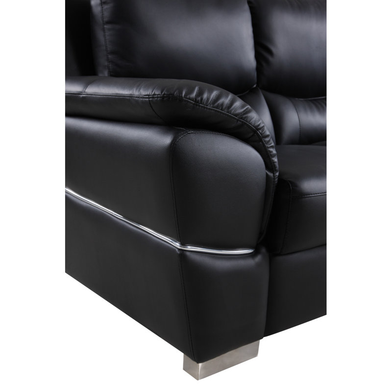 Modern Sofa Genuine Leather Sofa, Black