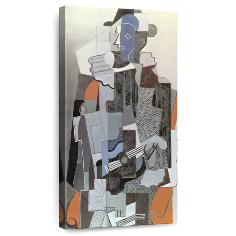 Harlequin jouant de la guitare, H 24 po x l 12 po