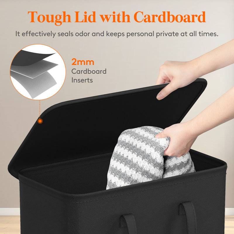 Fabric Laundry Hamper, 28.346" H x 8.661" W x 16.142" D, Black