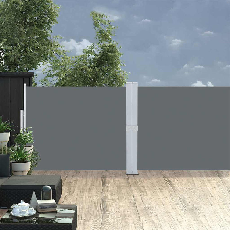 Paravent rétractable avec auvent pliant, H 55,12 po x l 472,44 po, Gris anthracite
